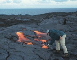 SJ scooping up lava